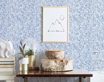 Abstract blue Removable wallpaper / Self-adhesive or Traditional wallpaper with Blue pattern / Blue Watercolor Peel and Stick wallpaper