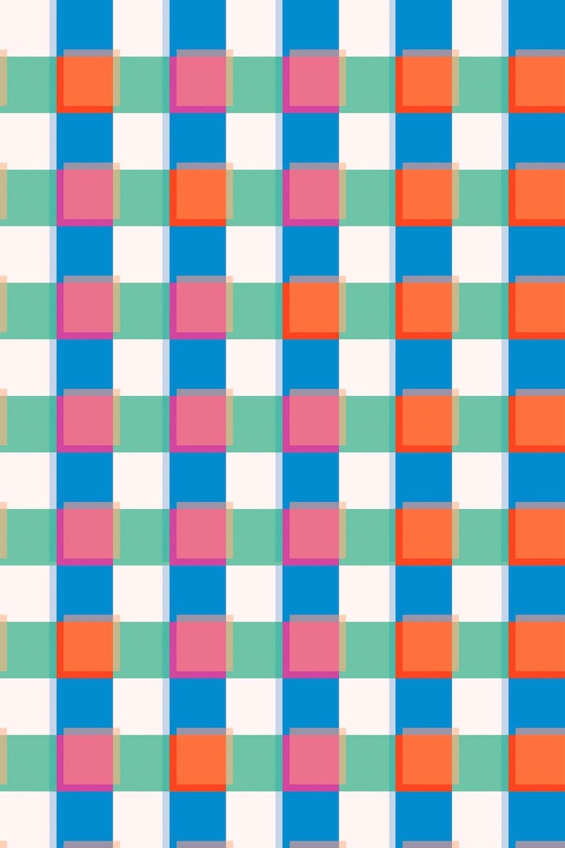 Colorful Check wallpaper - Peel and Stick Wallpaper or Non Pasted Wallpaper / Geometric Removable wallpaper / Colorful wallpaper image 2