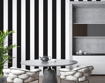 Stripes peel and stick wallpaper / Stripes – Bold Vertical Design / Peel & Stick Fabric, Vinyl, or Non-Pasted / Custom Size and Colors