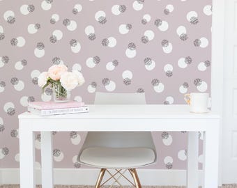 Dusty Rose Polka Dot Wallpaper: Modern Dotted Pattern (Non-Pasted, Pre-Pasted, Peel and Stick, Custom Sizes)