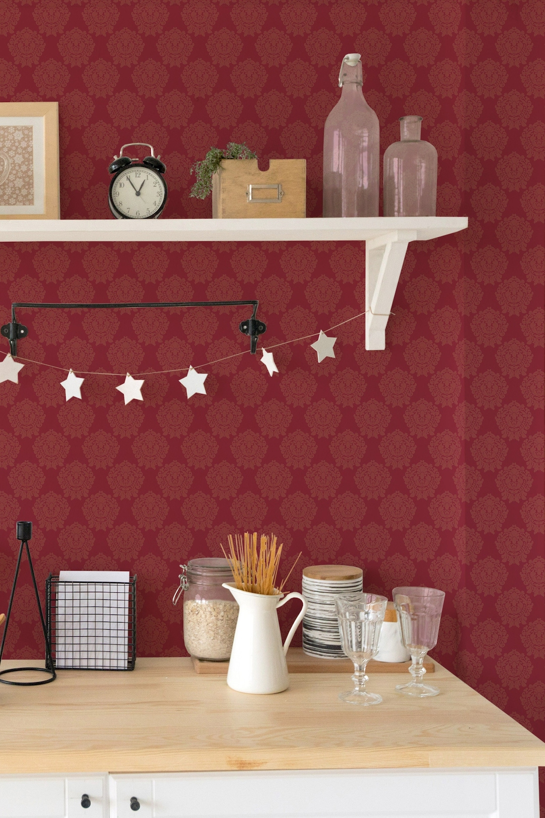 Burgundy Wallpaper Peel and Stick Wallpaper or Non Pasted - Etsy