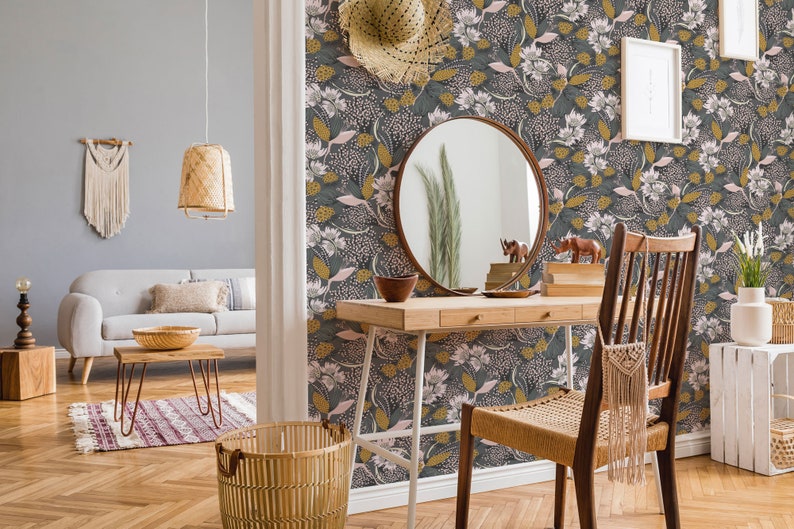 Floral Peel and Stick Wallpaper / Bold Removable Wallpaper / Etsy