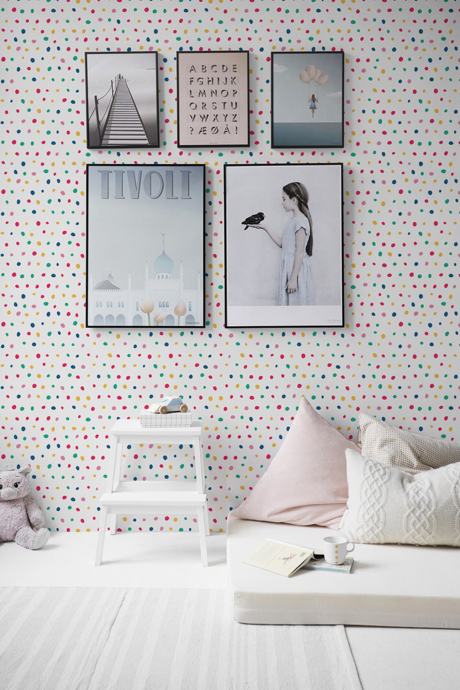 Colorful Polka Dot Removable Wallpaper Design / Selfadhesive Etsy