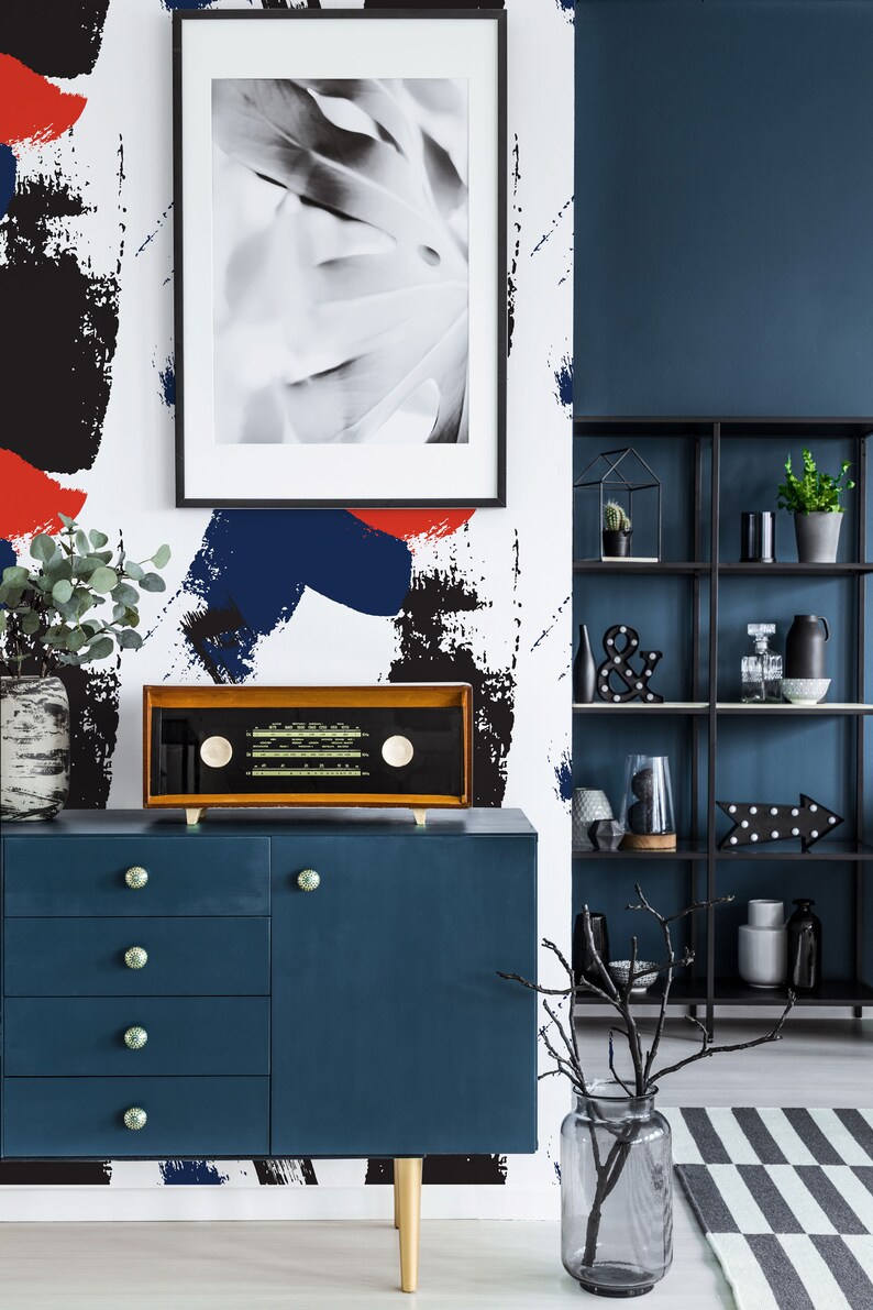 Paint Stroke Peel and Stick Wallpaper / Brush Stroke Removable Etsy