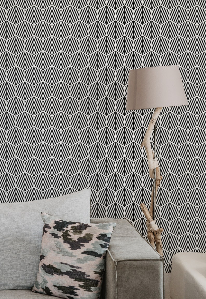 Honeycomb Removable Wallpaper / Black and White Hexagon Peel - Etsy