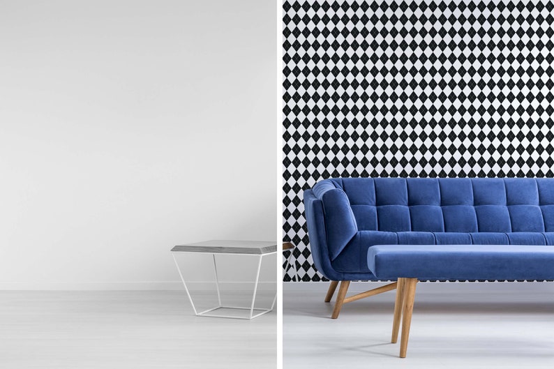 Harlequin Pattern Removable Wallpaper / Geometric Peel and Etsy