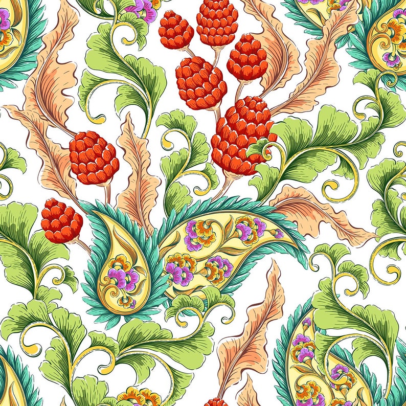 Colorful Paisley Peel and Stick Wallpaper / Floral Removable Etsy