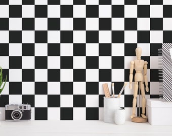 Checkered peel and stick wallpaper / Checkered removable wallpaper /  wallpaper - Self-adhesive or Traditional