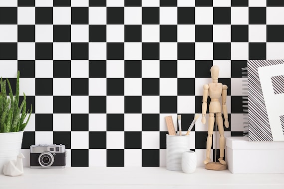Checkered Peel and Stick Wallpaper / Checkered Removable | Etsy