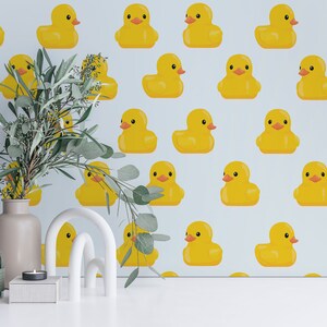 Yellow Duck Peel and Stick Wallpaper, design by Fancy Walls