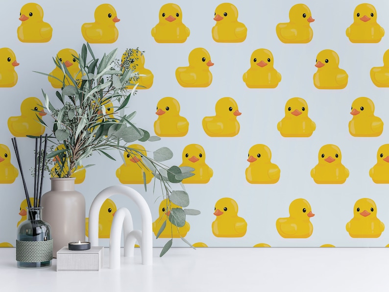 Yellow Duck Peel and Stick Wallpaper, design by Fancy Walls