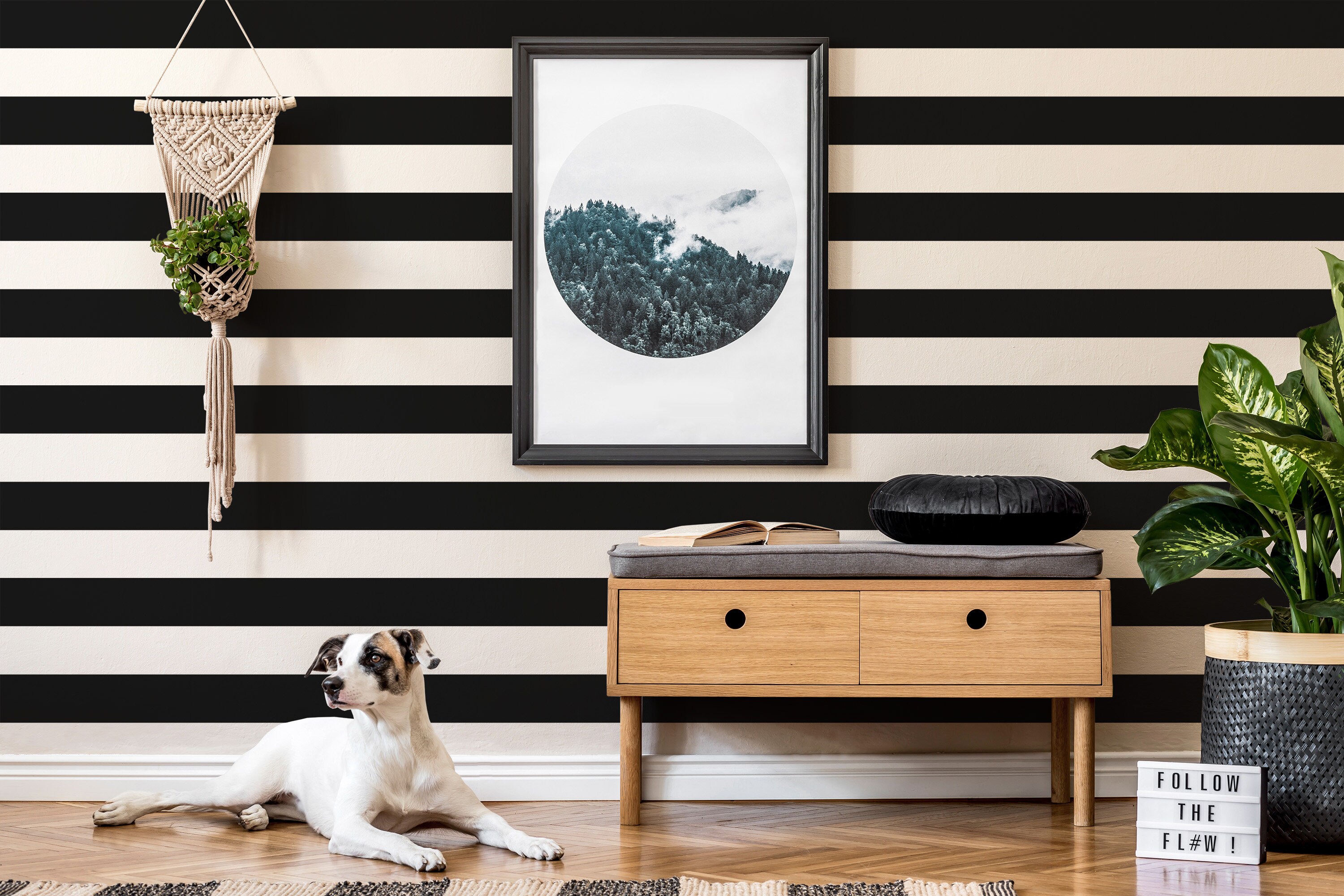 Black and White Horizontal Striped Removable Wallpaper / Bold Etsy UK