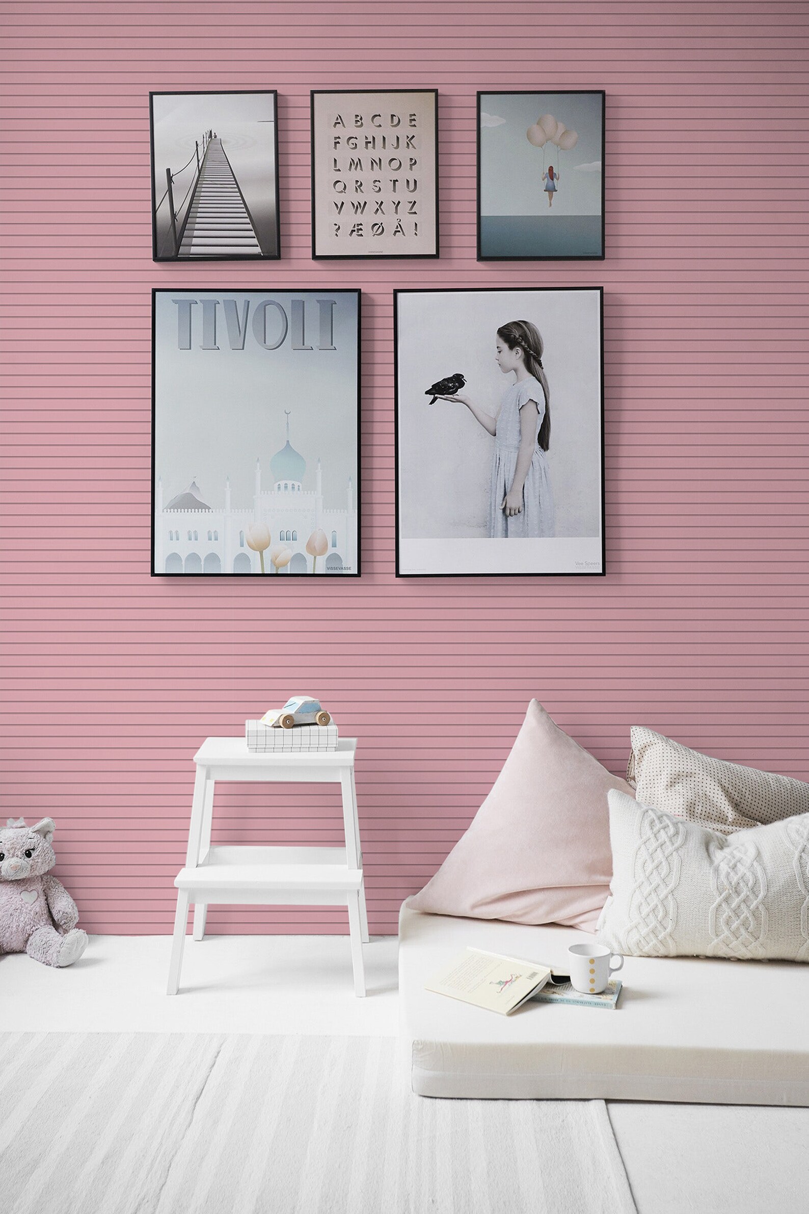 Pink Stripe Peel and Stick Wallpaper / Striped Removable Etsy