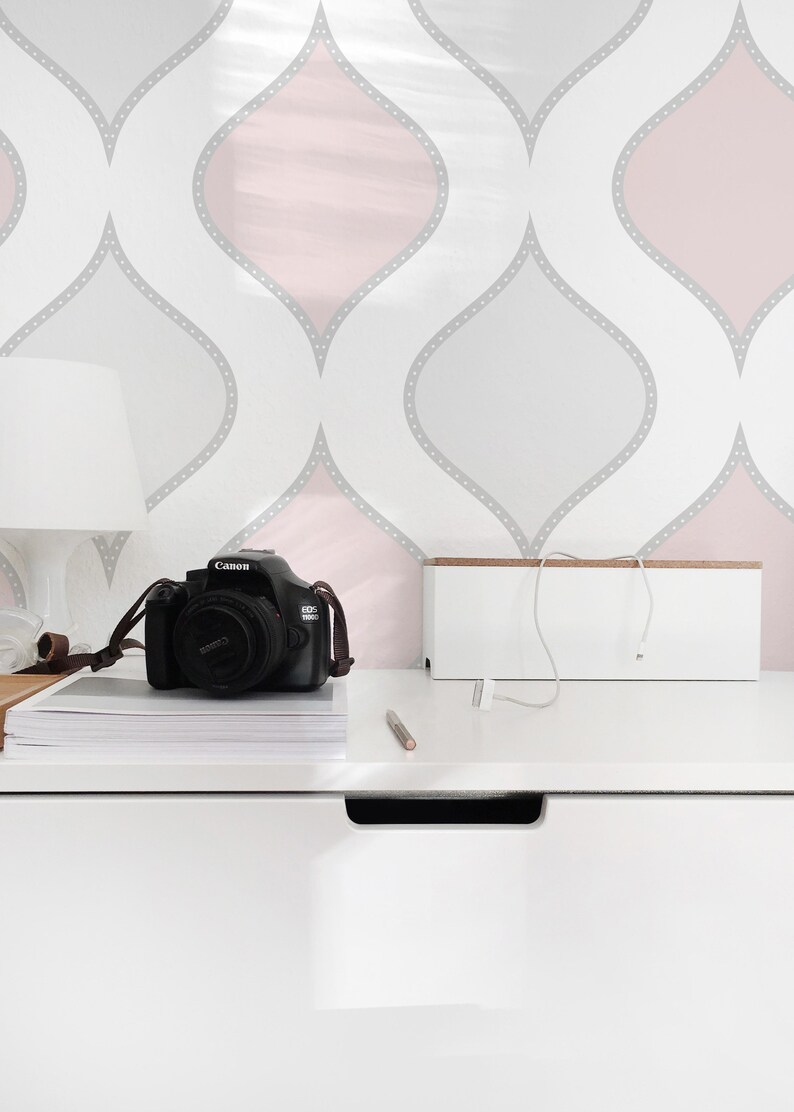 Pink and gray abstract peel and stick wallpaper / abstract | Etsy