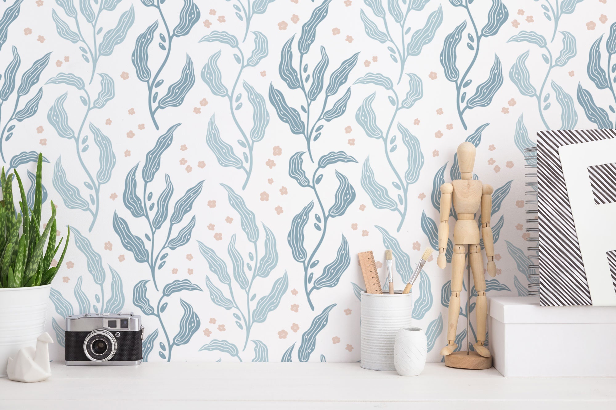 Light blue nursery removable wallpaper / selfadhesive Etsy
