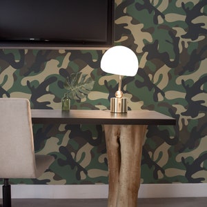 Camouflage Removable wallpaper / Peel and Stick wallpaper with Camo pattern / Military wallpaper - Self-adhesive or Traditional