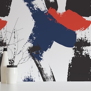 Paint Stroke Peel and Stick wallpaper / Brush Stroke Removable wallpaper / Abstract wallpaper - Self-adhesive or Traditional