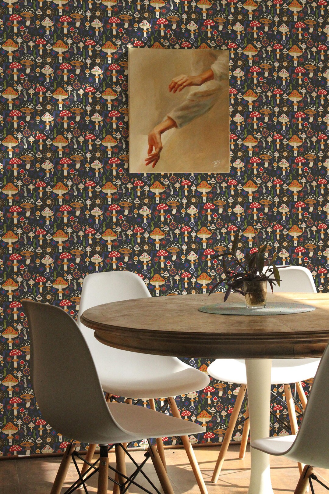 Colorful Scandinavian Mushroom Wallpaper | Plant and Tree Peel and ...