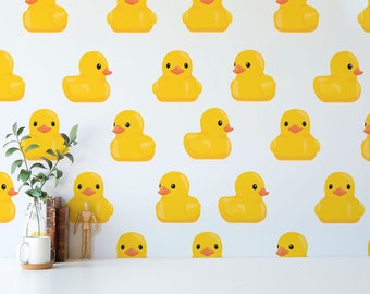 Yellow and blue Duck Peel and Stick wallpaper / Animal Removable wallpaper / Yellow and blue wallpaper - Self-adhesive or Traditional