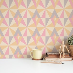 Colorful retro removable wallpaper / self-adhesive wallpaper / colorful retro pattern peel and stick wallpaper - Vinyl or Textile