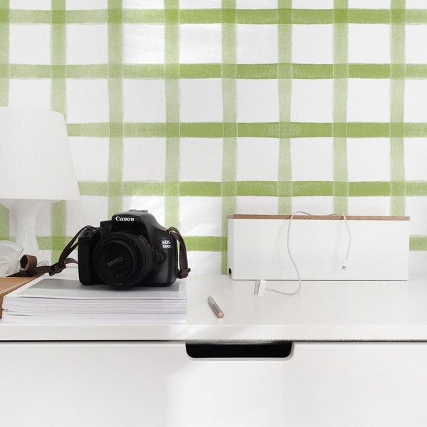 Green Gingham Wallpaper Etsy