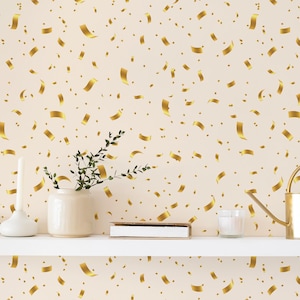 Gold color and beige Confetti Peel and Stick wallpaper / New year Removable wallpaper / Gold color wallpaper - Self-adhesive or Traditional