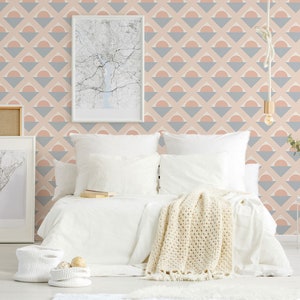 Gray and pink geometric peel and stick wallpaper / geometric | Etsy