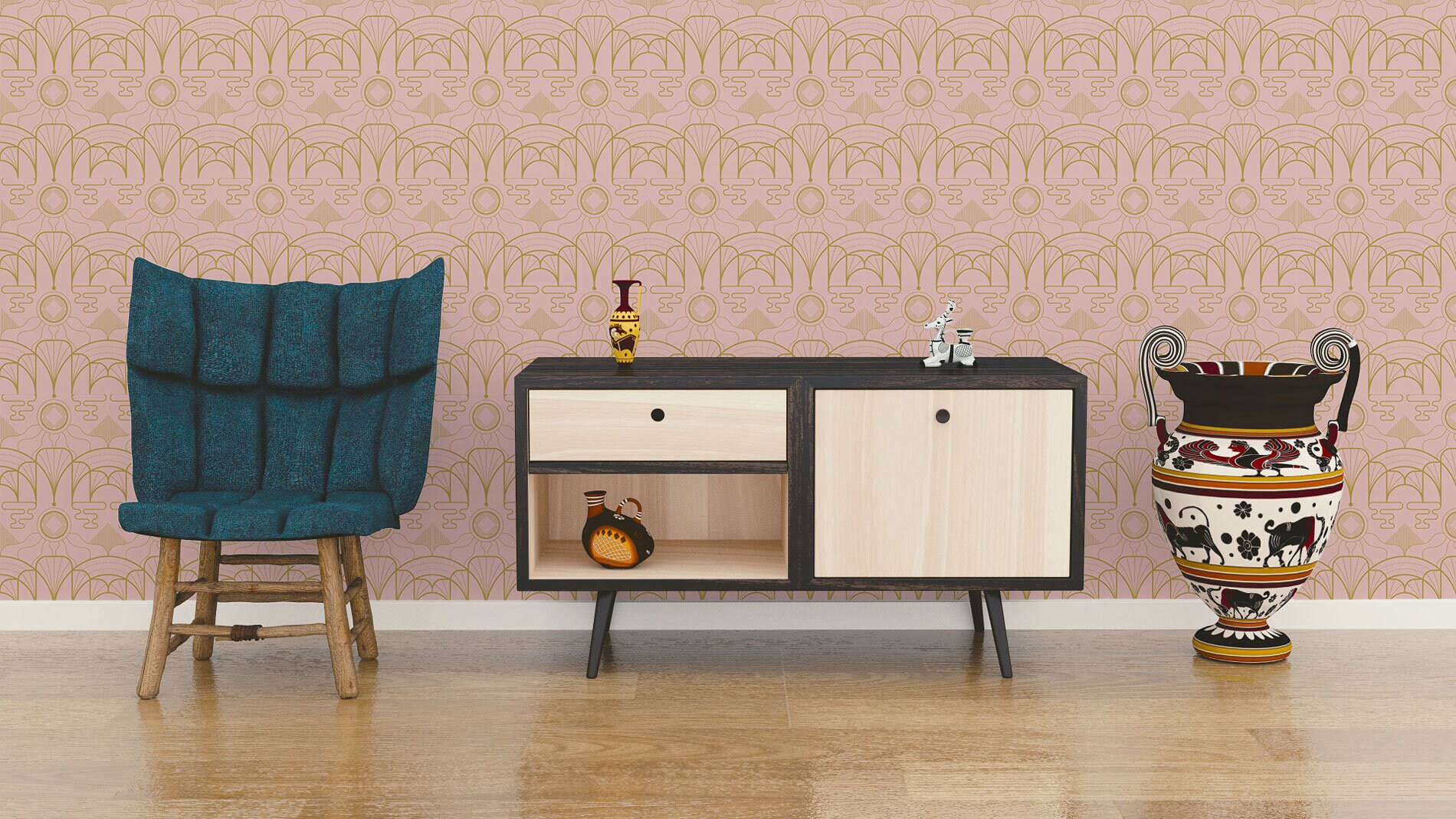 Pink Art Deco Removable Wallpaper / Selfadhesive or Etsy Australia