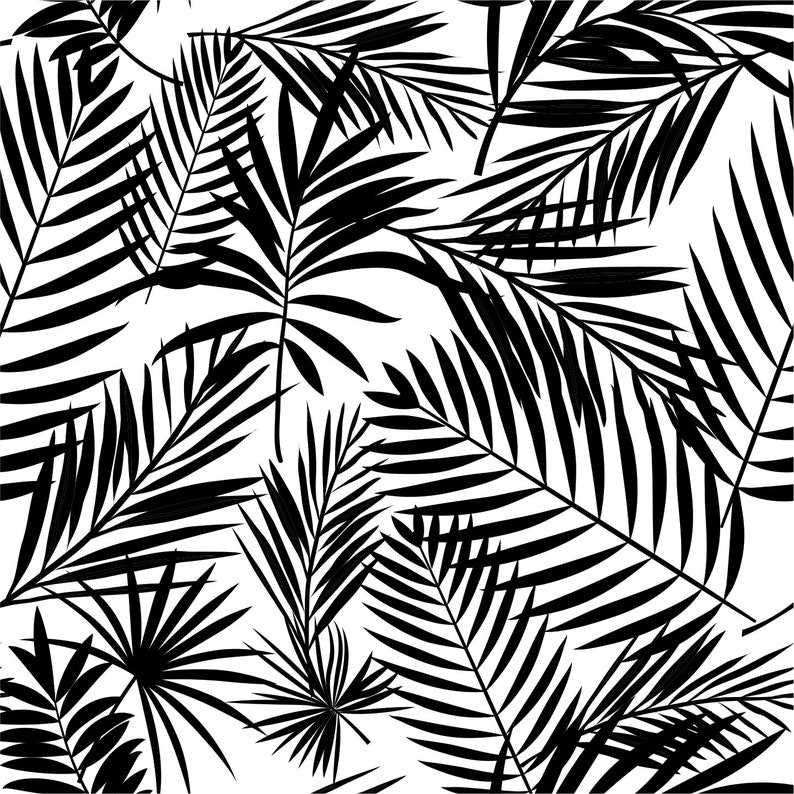 Tropical black and white removable wallpaper / Custom color | Etsy