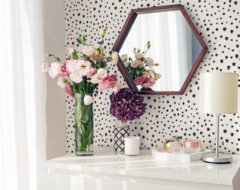 Black and White Polka Dot Wallpaper: Minimalist Dot Pattern (Non-Pasted, Pre-Pasted, Peel and Stick, Custom Colors & Sizes)