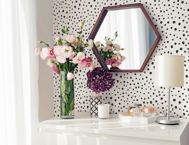 Scattered Polka Dot Peel and Stick Wallpaper / Dot Removable Etsy