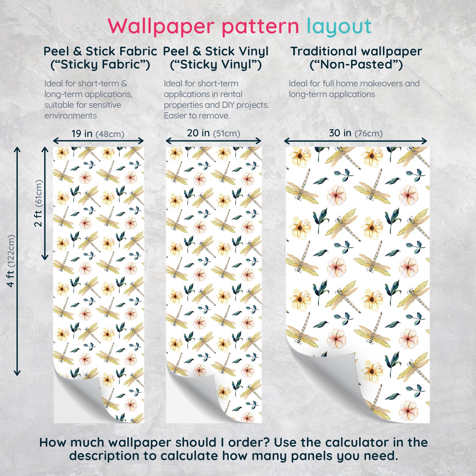 Dragonfly Peel and Stick Wallpaper / Floral Removable - Etsy