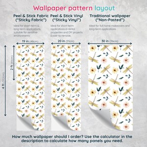 Dragonfly Peel and Stick Wallpaper / Floral Removable - Etsy