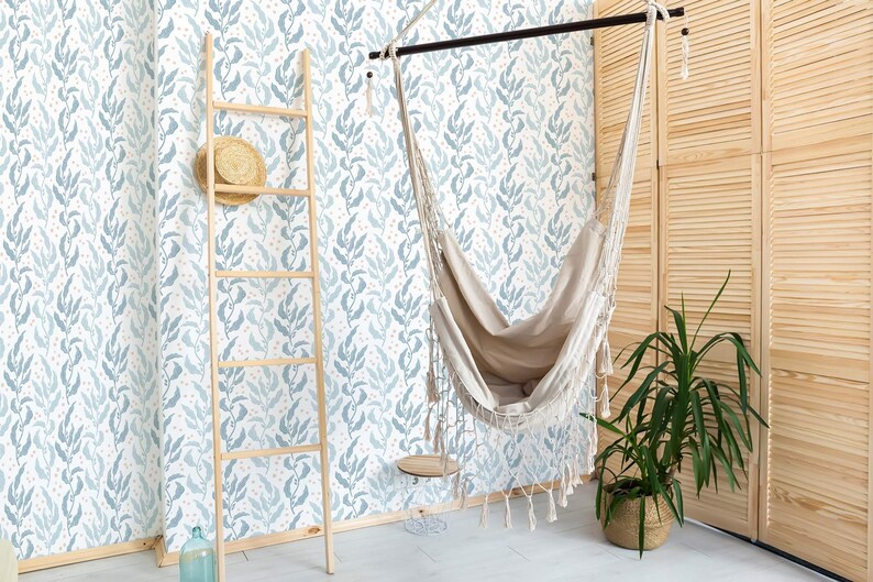 Light Blue Nursery Removable Wallpaper / Boho Peel and Stick Etsy