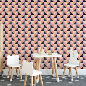 Geometric Peel and Stick wallpaper / Bold Removable wallpaper / Colorful wallpaper - Self-adhesive or Traditional