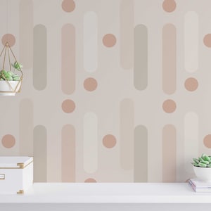Neutral Geometric wallpaper - Peel and Stick Wallpaper or Non Pasted Wallpaper / Geometric Removable wallpaper / Beige wallpaper