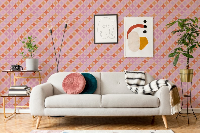 Fancy Walls - Removable Pink Retro Wallpaper