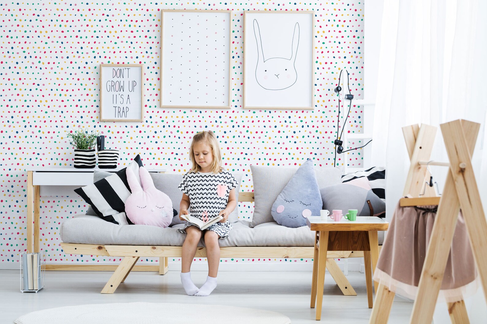Colorful Polka Dot Removable Wallpaper Design / Selfadhesive Etsy