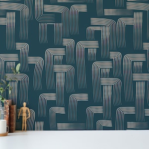 Green and beige Brushstroke Peel and Stick wallpaper / Lines Removable wallpaper / Green and beige wallpaper - Self-adhesive or Traditional