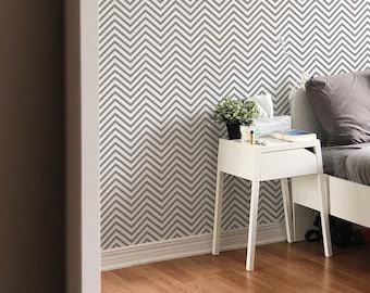 Chevron Peel and Stick wallpaper / Zig-Zag Removable wallpaper / Black and white wallpaper - Self-adhesive or Traditional