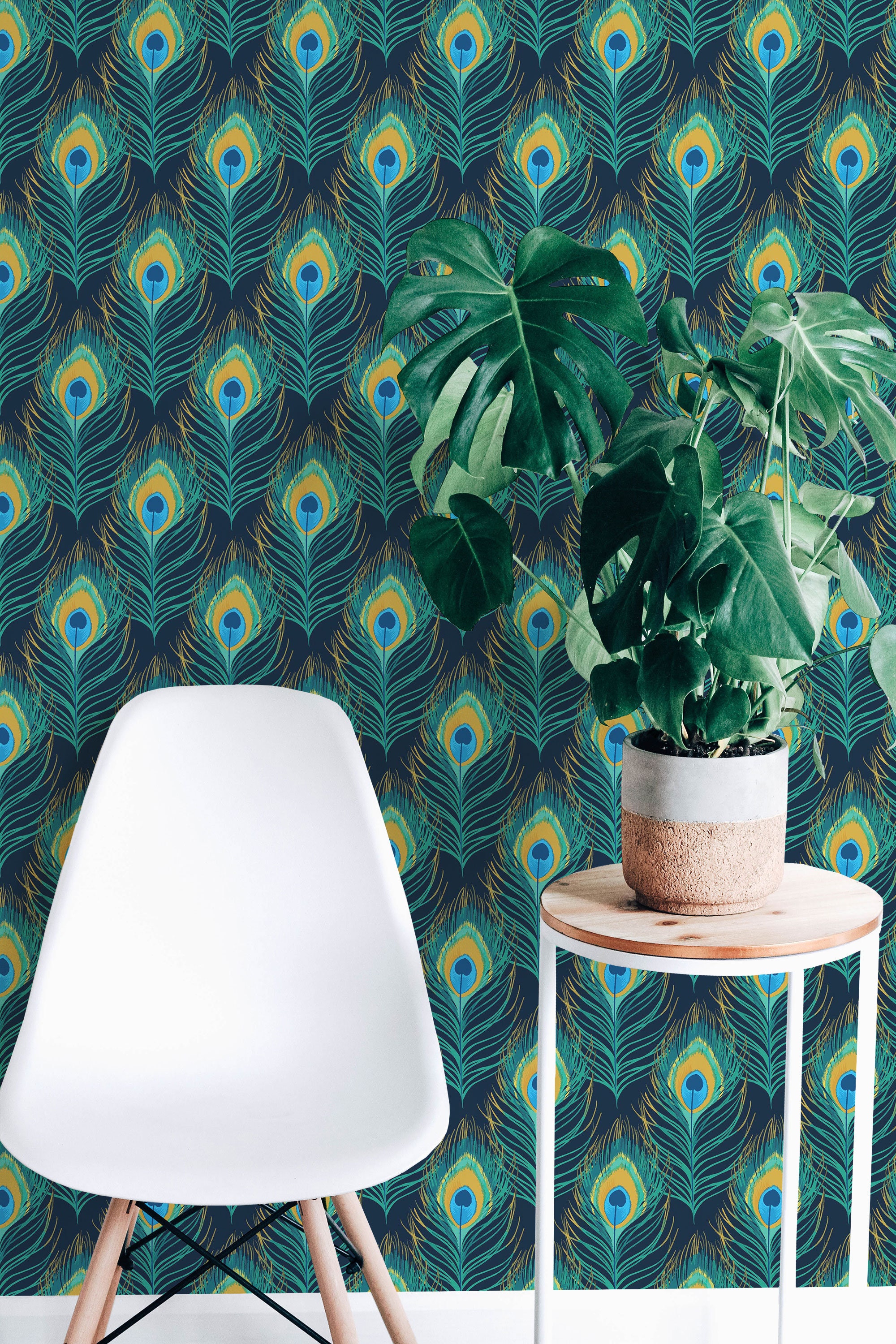 Papier Peint Autocollant 3D – Paon Vert M1524, Amovible, Pour Mur Déco