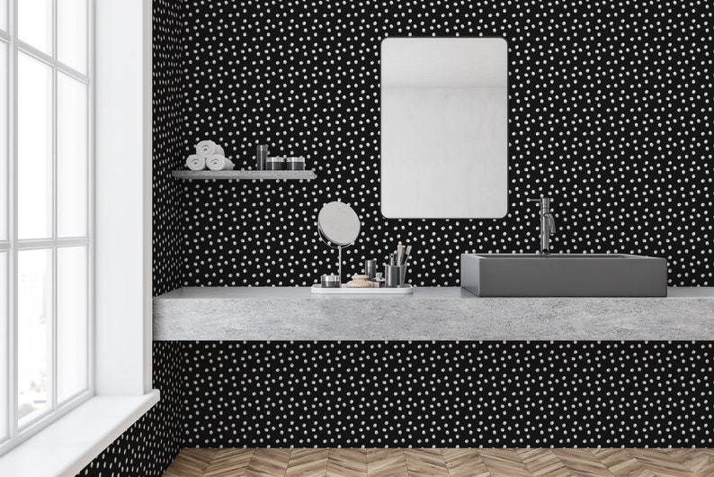 Black Polka Dot Peel and Stick Wallpaper / Bold Polka Dot Etsy