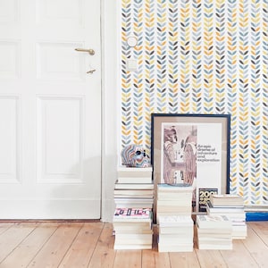 Scandi Peel and Stick wallpaper / Leaf Removable wallpaper / Colorful wallpaper - Self-adhesive or Traditional