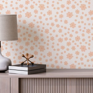 Retro Floral Peel and Stick wallpaper / Retro Removable wallpaper / Floral wallpaper - Self-adhesive or Traditional