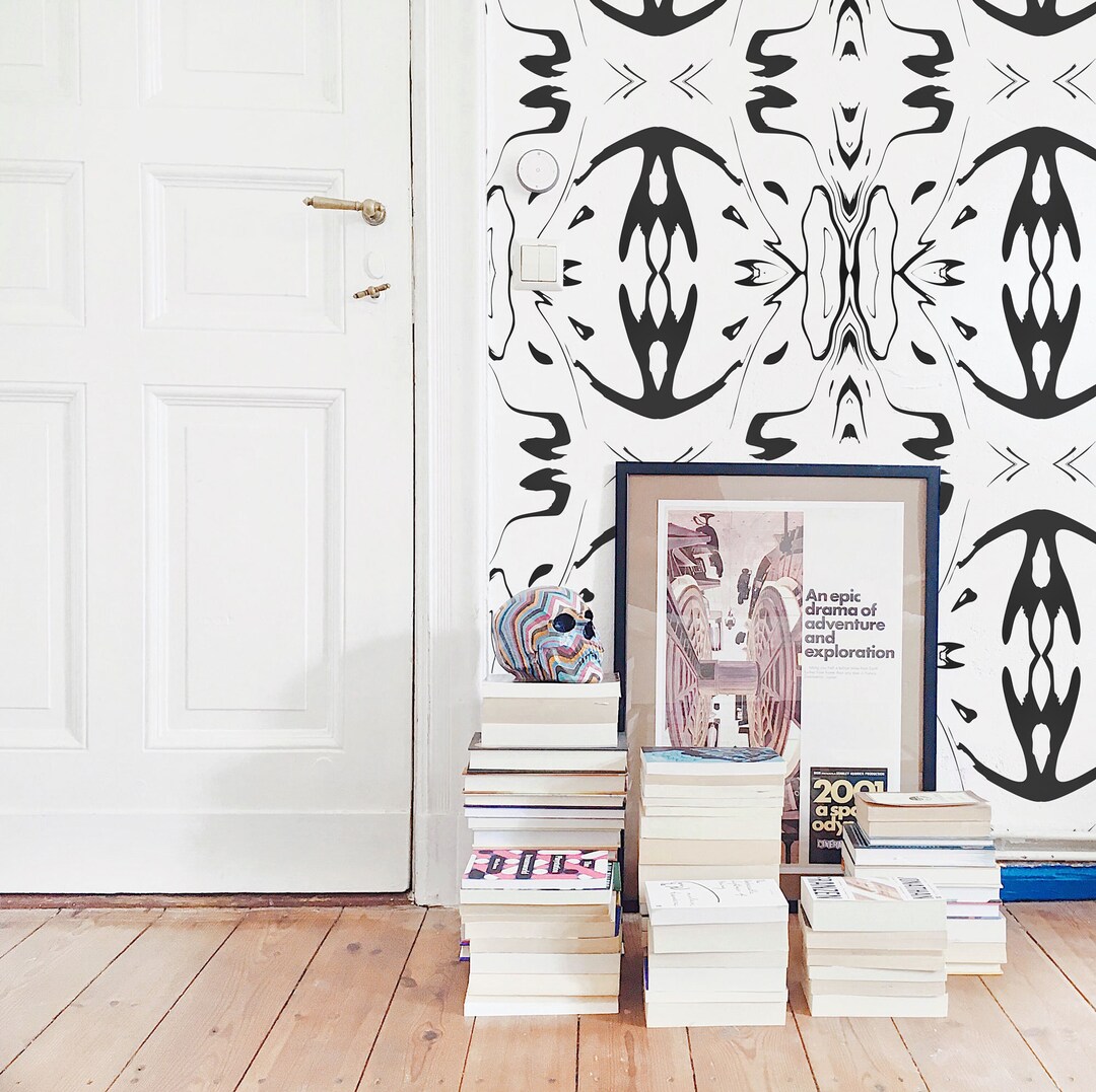Abstract Ink Peel and Stick Wallpaper / Bold Removable Wallpaper ...