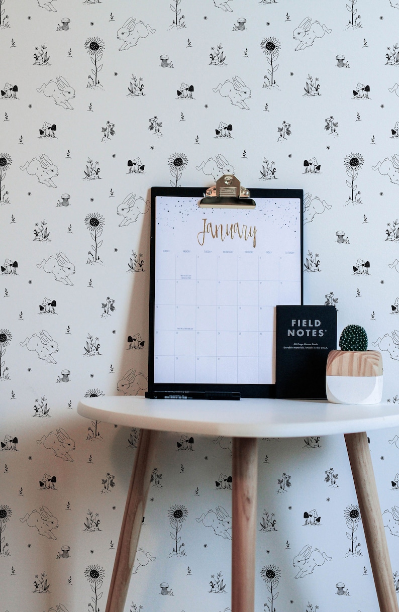 Bunny Peel and Stick Wallpaper / Rabbit Nursery Removable Etsy