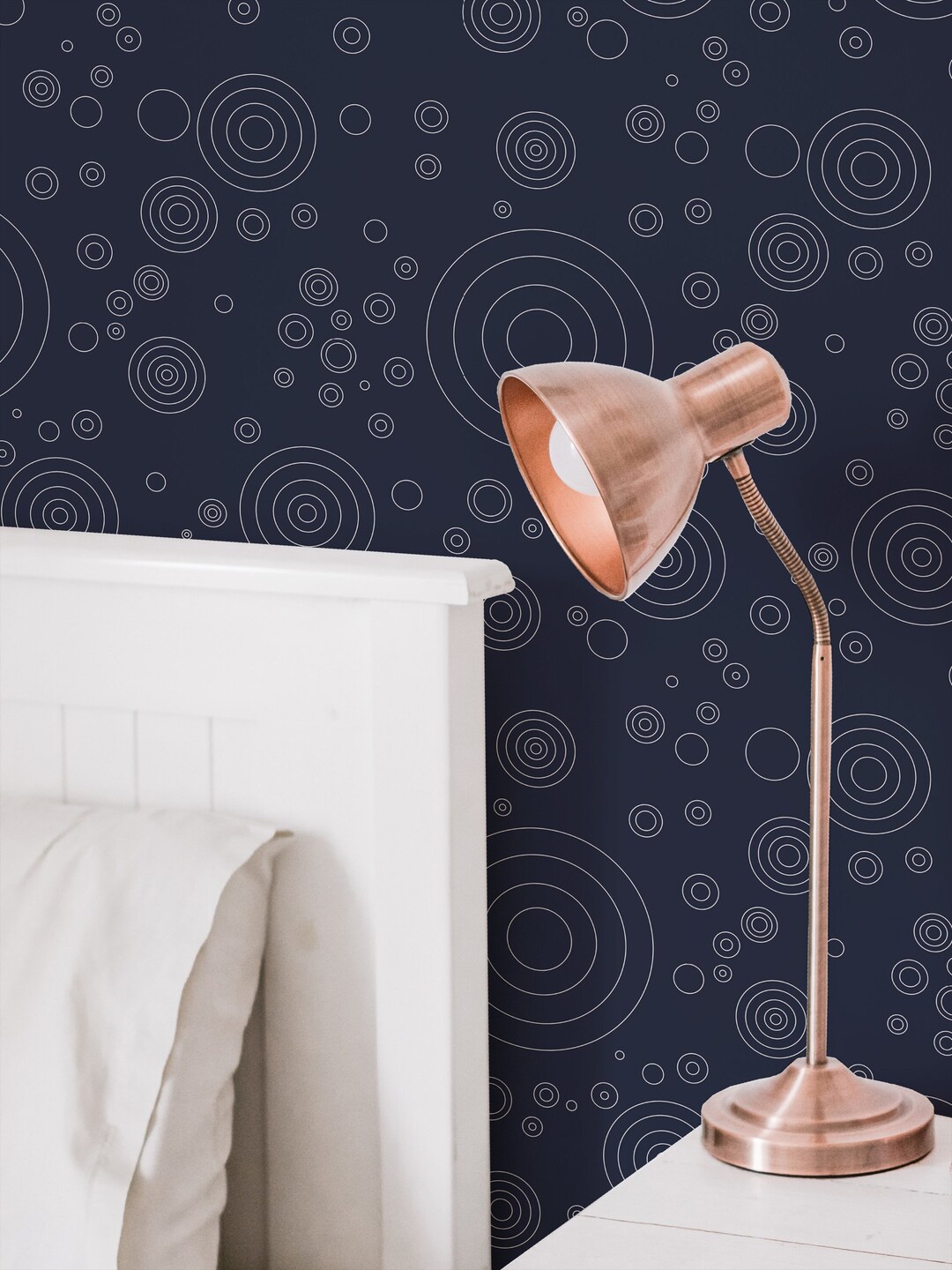 Navy Blue Geometric Peel and Stick Wallpaper / Circles Removable ...