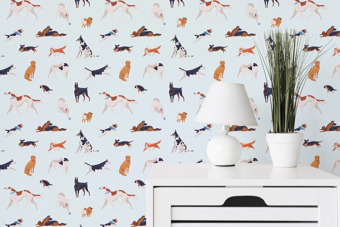Dog peel and stick wallpaper / dog stick and peel wallpaper / | Etsy