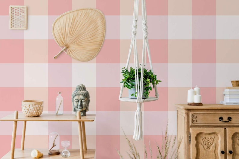 Cubicle Peel and Stick Wallpaper / Gingham Removable Wallpaper Etsy