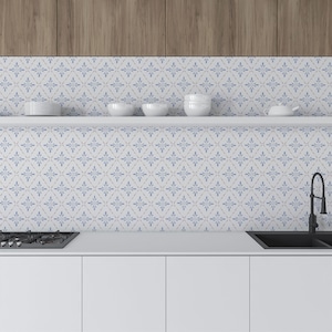 White tile country peel and stick wallpaper / Kitchen removable wallpaper / White wallpaper - Self-adhesive or Traditional